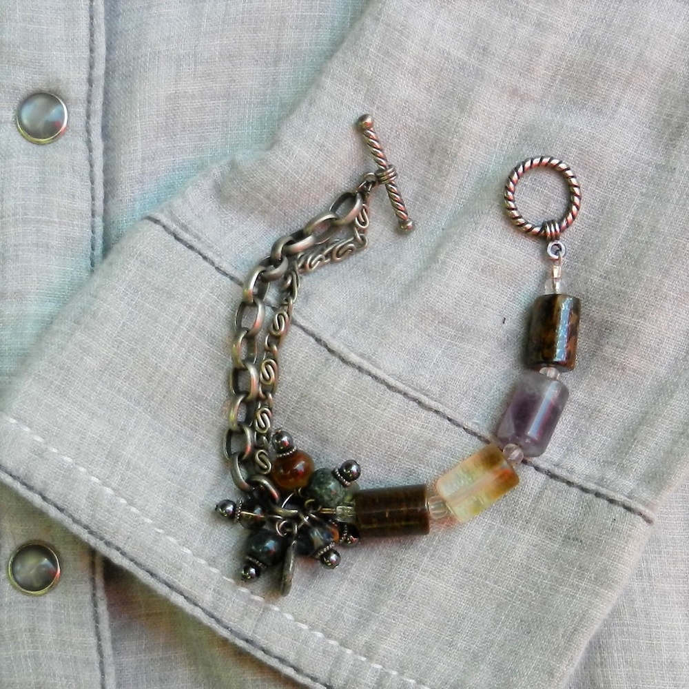 3/$15 Gemstone Dragonfly Charm Bracelet